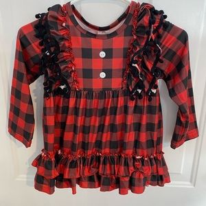 Baby Girls Boutique Dress Size XL 18-24 months Black/Red Checked